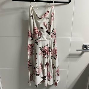 White dress with floral pattern